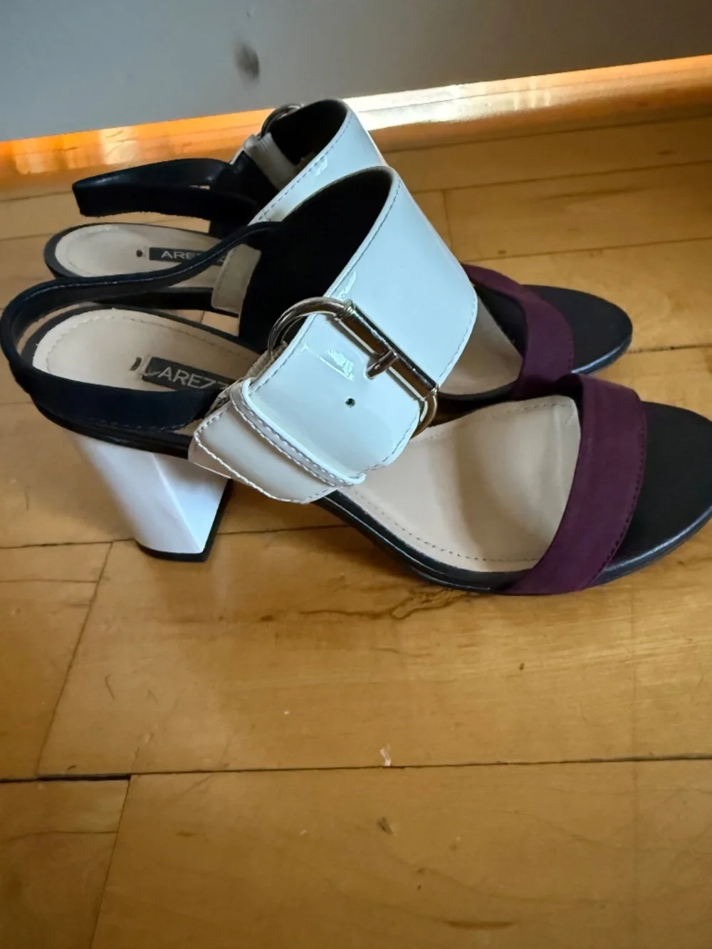 Arezzo Colorblock Block Heel Sandals sz 6